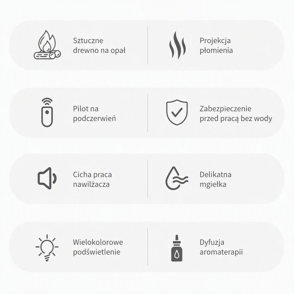 MistFlame™ – Kominek Aromaterapeutyczny z Efektem Ognia i Mgiełką