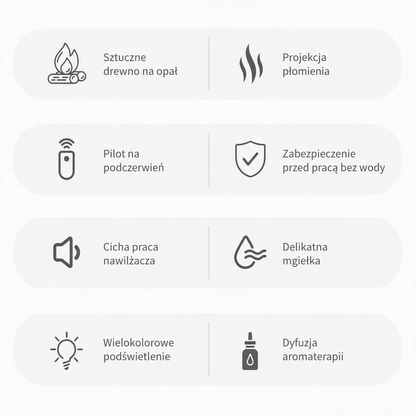 MistFlame™ – Kominek Aromaterapeutyczny z Efektem Ognia i Mgiełką